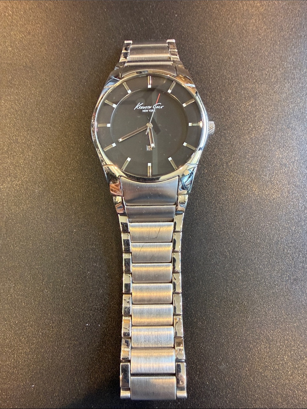 Kenneth Cole New York KC3868 Black Dial 41mm Steel Watch Needs Battery